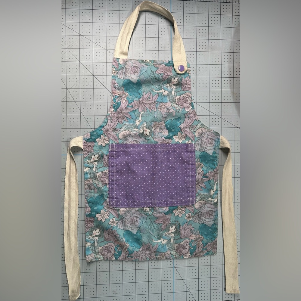 Reversible Disney Princess Jasmine Floral Dots Kids Toddler Apron 2-3 Years Old